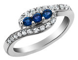 1/2 Carat (ctw)  Lab-Created White and Blue Sapphire Ring in Sterling Silver